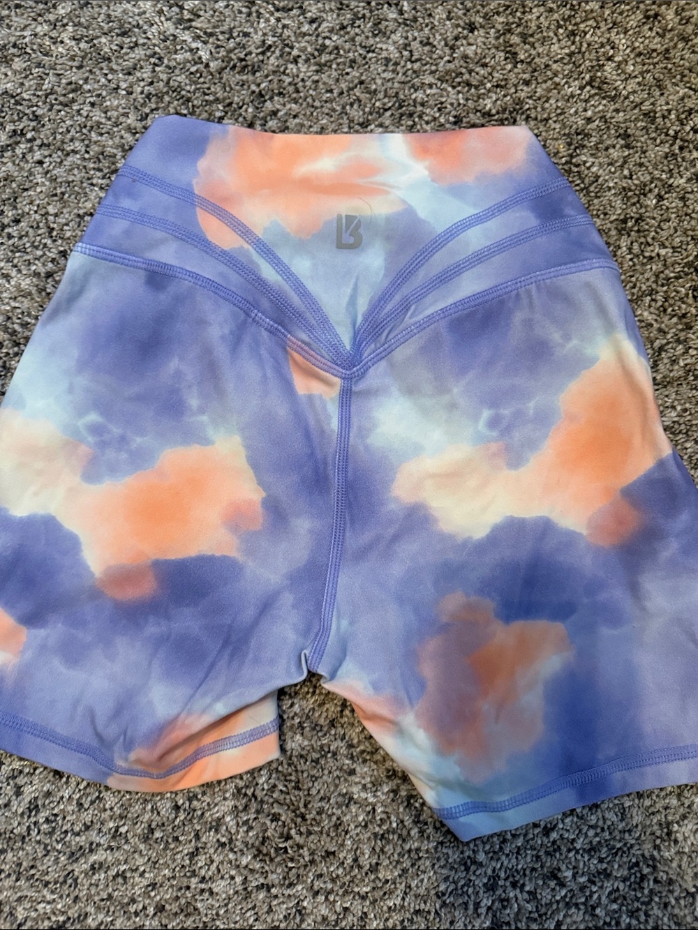 BuffBunny Tie-Dye Active Shorts in Purple and Peach - Picture 3 of 3